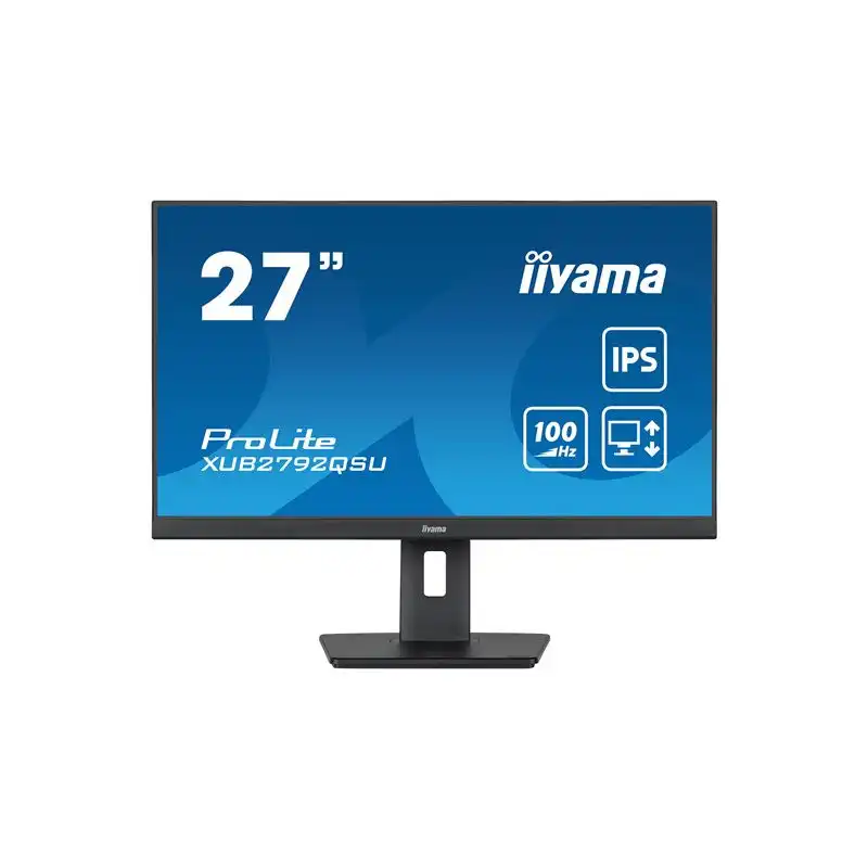 iiyama ProLite - Écran LED - 27" - 2560 x 1440 WQHD @ 100 Hz - IPS - 250 cd - m² - 1300:1 - 0.4 ... (XUB2792QSU-B6)_1