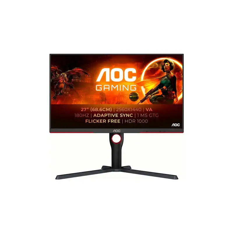 AOC Gaming - Écran LED - jeux - 27" - 2560 x 1440 QHD @ 180 Hz - VA - 700 cd - m² - 4000:1 - Displ... (Q27G3XMN/BK)_1