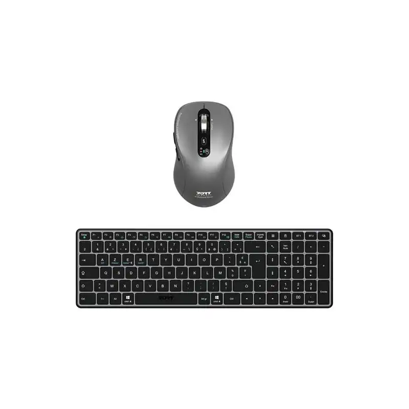 Ensemble clavier et souris - rechargeable - compact - sans fil - 2.4 GHz, Bluetooth 5.0 LE - AZERTY ... (900908RFR)_1