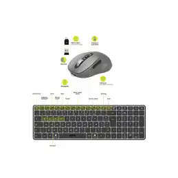 Ensemble clavier et souris - rechargeable - compact - sans fil - 2.4 GHz, Bluetooth 5.0 LE - AZERTY ... (900908RFR)_3