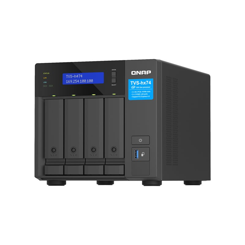 Serveur NAS - 4 Baies - SATA 6Gb - s - RAID JBOD, 0, 1, 5, 6, 10, TM, RAID TP - RAM 8 Go - Giga... (TVS-H474-PT-8G)_1