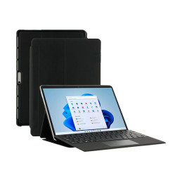 Étui à rabat pour tablette - avec volet - matériau à effet cuir - noir - design écologique - 13" - pour... (068005)_1