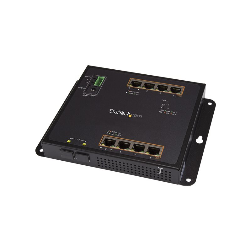 Fixation murale et accès en façade () - Commutateur - Géré - 8 x 10 - 100 - 1000 (PoE+) + 2 x SFP... (IES101GP2SFW)_1