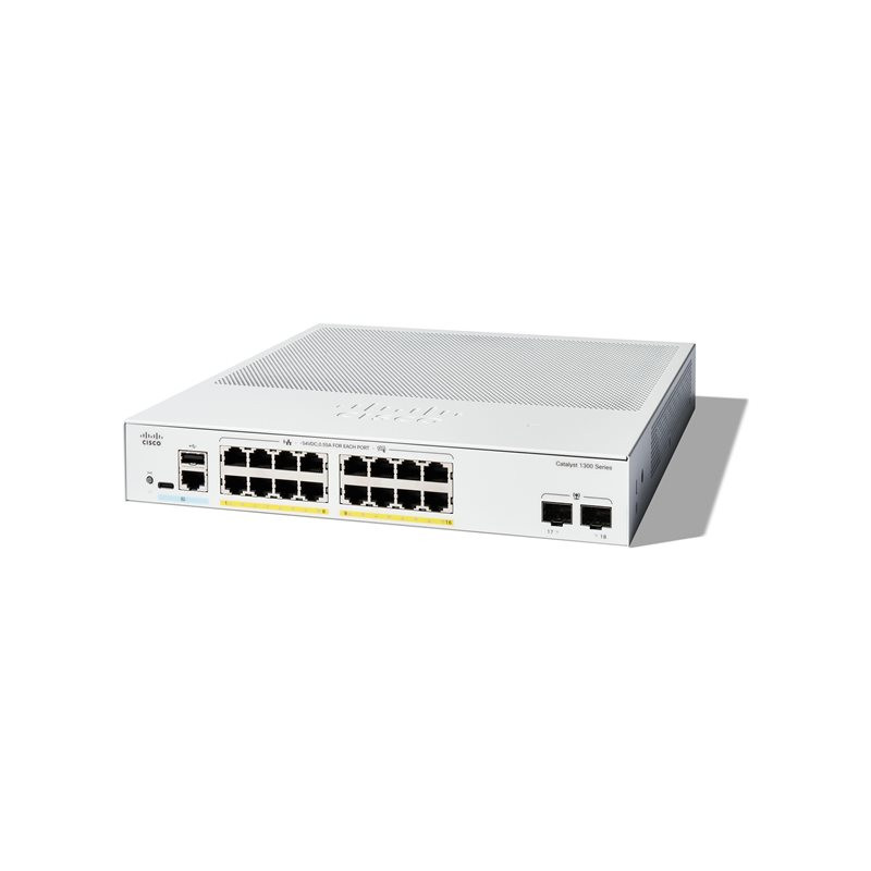 Commutateur - C3 - Géré - 16 x 10 - 100 - 1000 (PoE+) + 2 x Gigabit Ethernet SFP - Montable sur ... (C1300-16FP-2G)_1