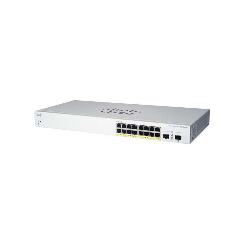 Commutateur - intelligent - 16 x 10 - 100 - 1000 + 2 x Gigabit SFP (liaison montante) - Monta... (CBS220-16T-2G-EU)_1