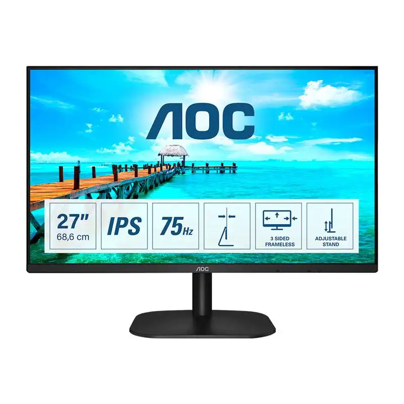 AOC - Écran LED - 27" - 1920 x 1080 Full HD (1080p) @ 75 Hz - IPS - 250 cd - m² - 1000:1 - 4 ms - HDMI, DVI,... (27B2DA)_1