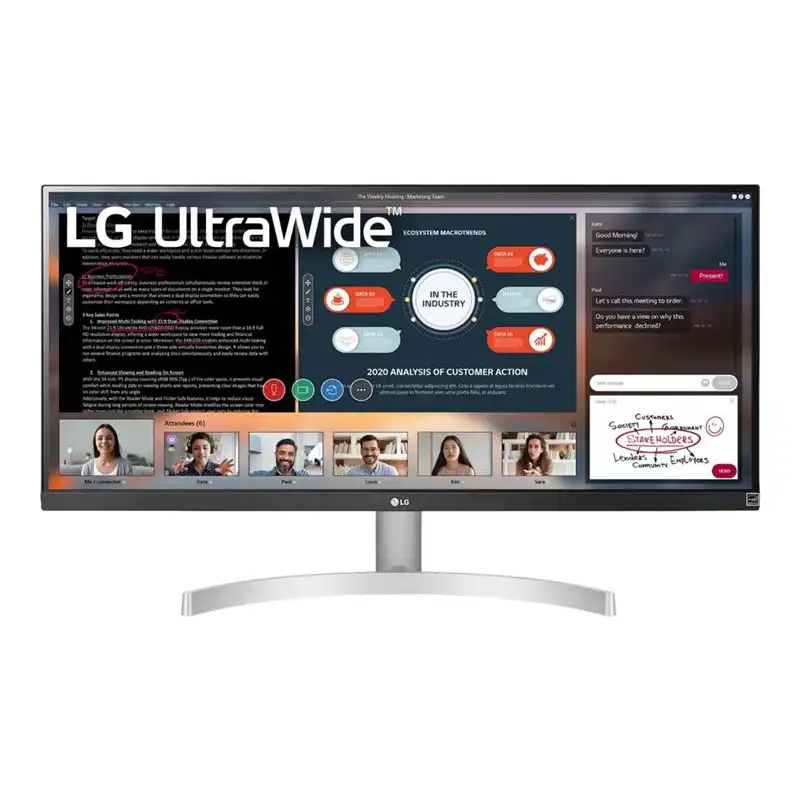 LG - Écran LED - 29" - 2560 x 1080 UWFHD @ 75 Hz - IPS - 250 cd - m² - 1000:1 - HDR10 - 5 ms - 2xHDMI, Di... (29WN600-W)_1