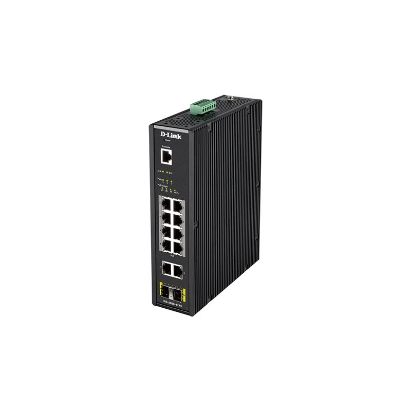 Commutateur - Géré - 10 x 10 - 100 - 1000 (8 PoE+) + 2 x SFP - Montage sur rail DIN, fixation mu... (DIS-200G-12PS)_1