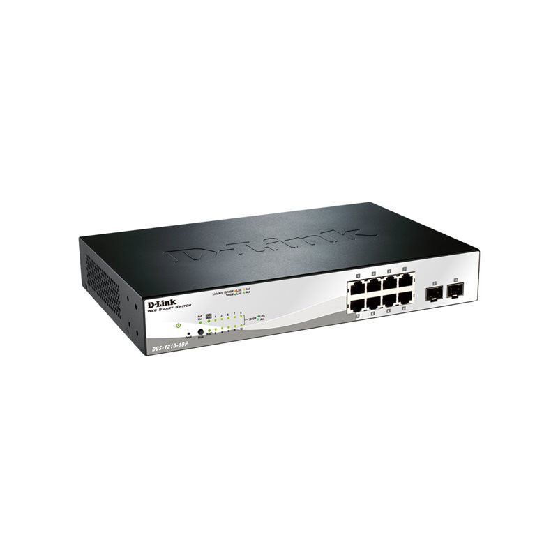 Commutateur - Géré - 8 x 10 - 100 - 1000 (PoE+) + 2 x Gigabit SFP - de bureau - PoE+ (78 W) (DGS-1210-10P/E)_1