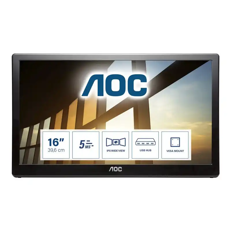 AOC - Écran LED - 16" (15.6" visualisable) - portable - 1920 x 1080 Full HD (1080p) @ 60 Hz - IPS - 220 c... (I1659FWUX)_1