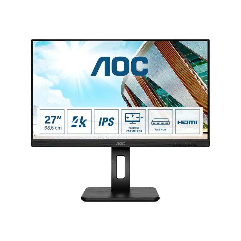 AOC - Écran LED - 27" - 3840 x 2160 4K UHD (2160p) @ 60 Hz - IPS - 350 cd - m² - 1000:1 - 4 ms - HDMI, Displa... (U27P2)_1