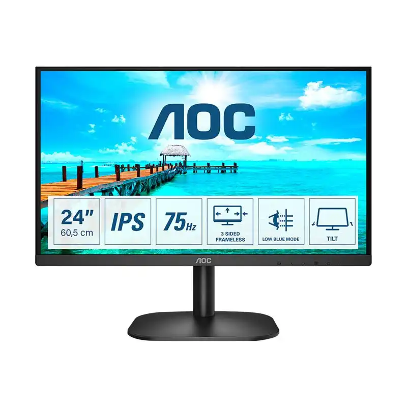 AOC - Écran LED - 24" (23.8" visualisable) - 1920 x 1080 Full HD (1080p) @ 75 Hz - IPS - 250 cd - m² - 1000:... (24B2XD)_1