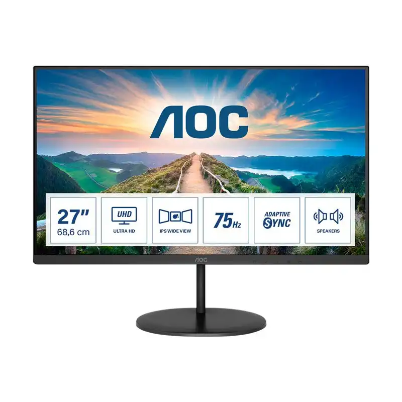 AOC - Écran LED - 27" - 3840 x 2160 4K @ 60 Hz - IPS - 350 cd - m² - 1000:1 - 4 ms - 2xHDMI, DisplayPort - ... (U27V4EA)_1