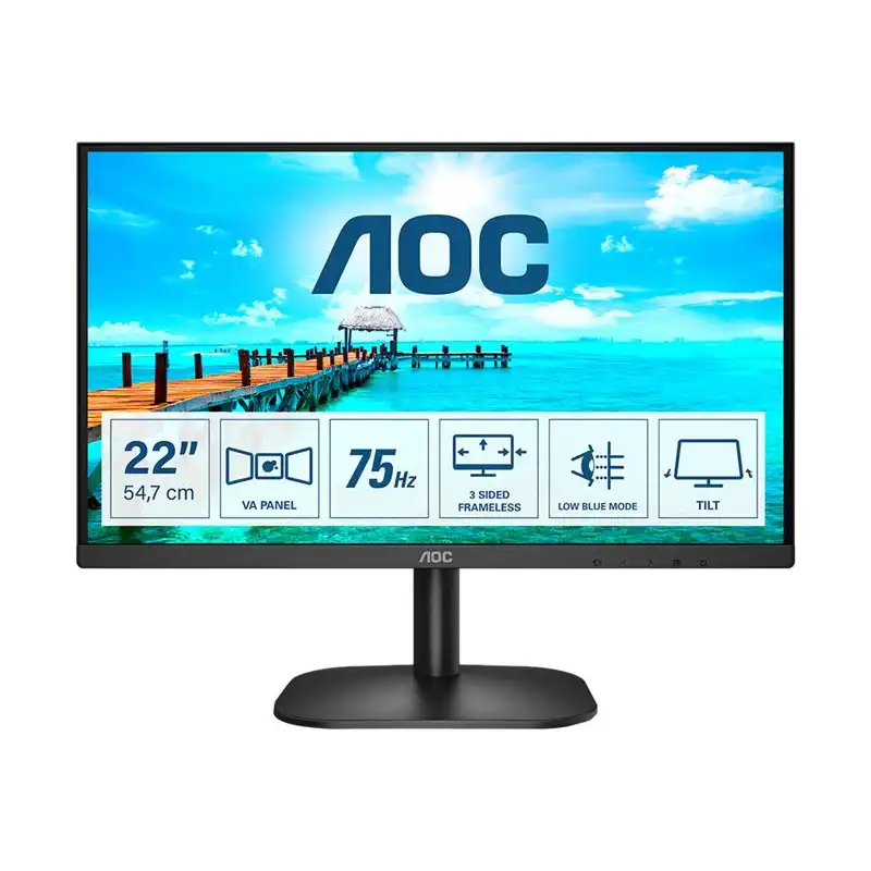 AOC - Écran LED - 22" (21.5" visualisable) - 1920 x 1080 Full HD (1080p) @ 75 Hz - VA - 200 cd - m² - 3000:1... (22B2DA)_1