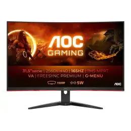 AOC Gaming - Écran LED - jeux - incurvé - 32" (31.5" visualisable) - 2560 x 1440 QHD @ 165 Hz - VA - 30... (CQ32G2SE/BK)_2