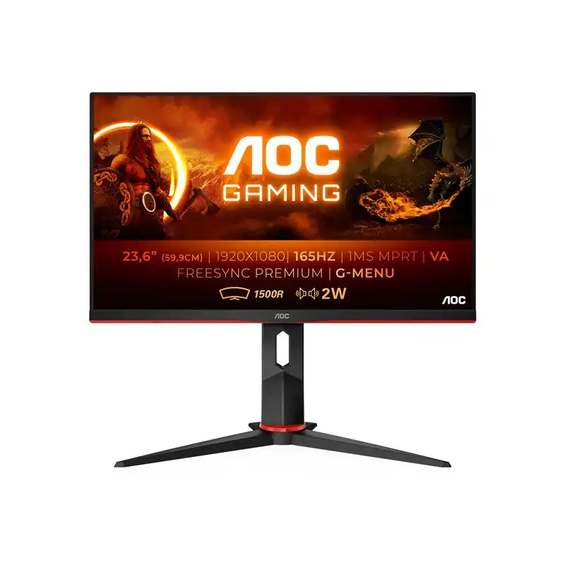 AOC Gaming - Écran LED - jeux - incurvé - 24" (23.6" visualisable) - 1920 x 1080 Full HD (1080p) @ 165 H... (C24G2AE/BK)_1