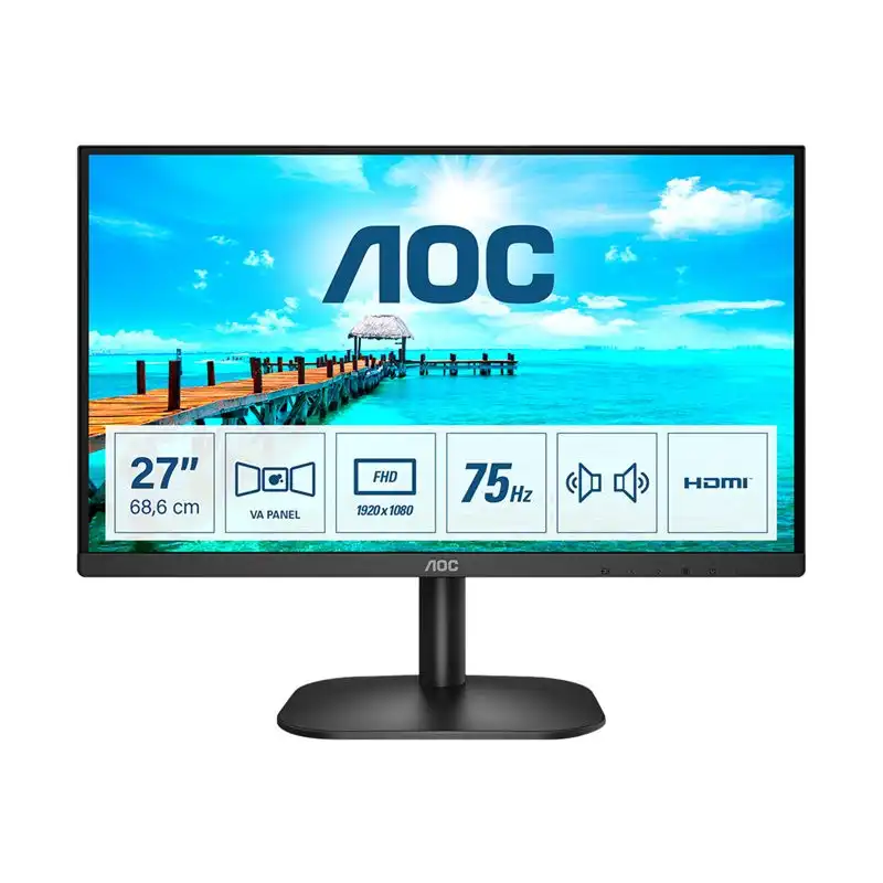 AOC - Écran LED - 27" - 1920 x 1080 Full HD (1080p) @ 75 Hz - VA - 250 cd - m² - 4000:1 - 4 ms - HDMI, VGA -... (27B2AM)_1