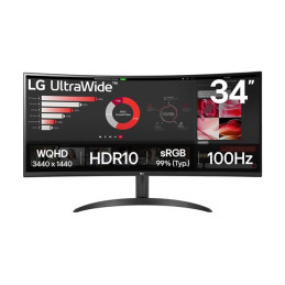 Écran LED - incurvé - 34" - 3440 x 1440 WQHD @ 100 Hz - VA - 300 cd - m² - 3000:1 - HDR10 - 5 ms - ... (34WR50QK-B)_1