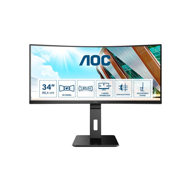 Écran LED - incurvé - 34" - 3440 x 1440 UWQHD @ 100 Hz - VA - 300 cd - m² - 3000:1 - 1 ms - 2xHDMI, Di... (CU34P2A)_1