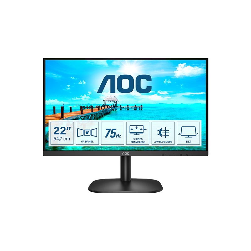 Écran LED - 22" (21.5" visualisable) - 1920 x 1080 Full HD (1080p) @ 75 Hz - VA - 200 cd - m² - 3000:1 ... (22B2DA)_1