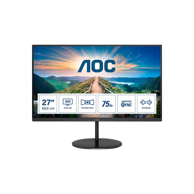 Écran LED - 27" - 2560 x 1440 QHD @ 75 Hz - IPS - 250 cd - m² - 1000:1 - 4 ms - HDMI, DisplayPort - ha... (Q27V4EA)_1