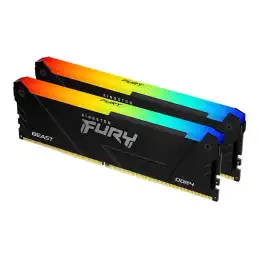 Kingston FURY Beast RGB - DDR4 - kit - 32 Go: 2 x 16 Go - DIMM 288 broches - 3600 MHz - PC4-28800... (KF436C18BB2AK2/32)_1