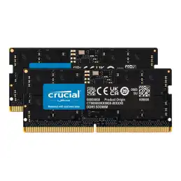 Crucial - DDR5 - kit - 32 Go: 2 x 16 Go - SO DIMM 262 broches - 5600 MHz - PC5-44800 - CL46 - 1.1 V ... (CT2K16G56C46S5)_1
