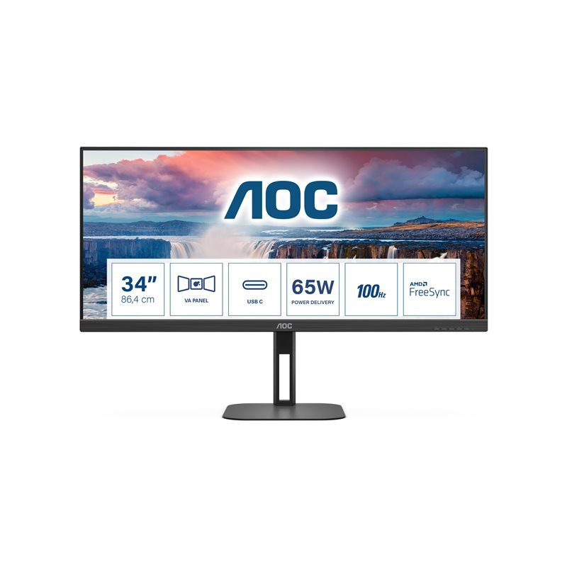 V5 series - écran LED - 34" (34" visualisable) - 3440 x 1440 WQHD @ 100 Hz - VA - 300 cd - m² - 4000... (U34V5C/BK)_1