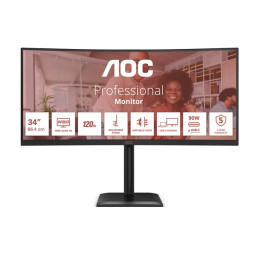 Écran LED - incurvé - USB - 34" - 3440 x 1440 UWQHD @ 120 Hz - VA - 3500:1 - HDR10 - 4 ms - 2xHDMI, D... (CU34E4CV)_4