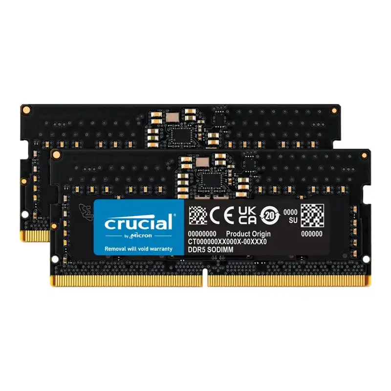 Crucial - DDR5 - kit - 16 Go: 2 x 8 Go - SO DIMM 262 broches - 4800 MHz - PC5-38400 - CL40 - 1.1 V - ... (CT2K8G48C40S5)_1