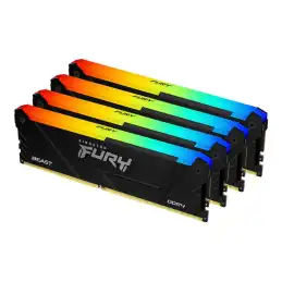 Kingston FURY Beast RGB - DDR4 - kit - 32 Go: 4 x 8 Go - DIMM 288 broches - 2666 MHz - CL16 - 1.2... (KF426C16BB2AK4/32)_1