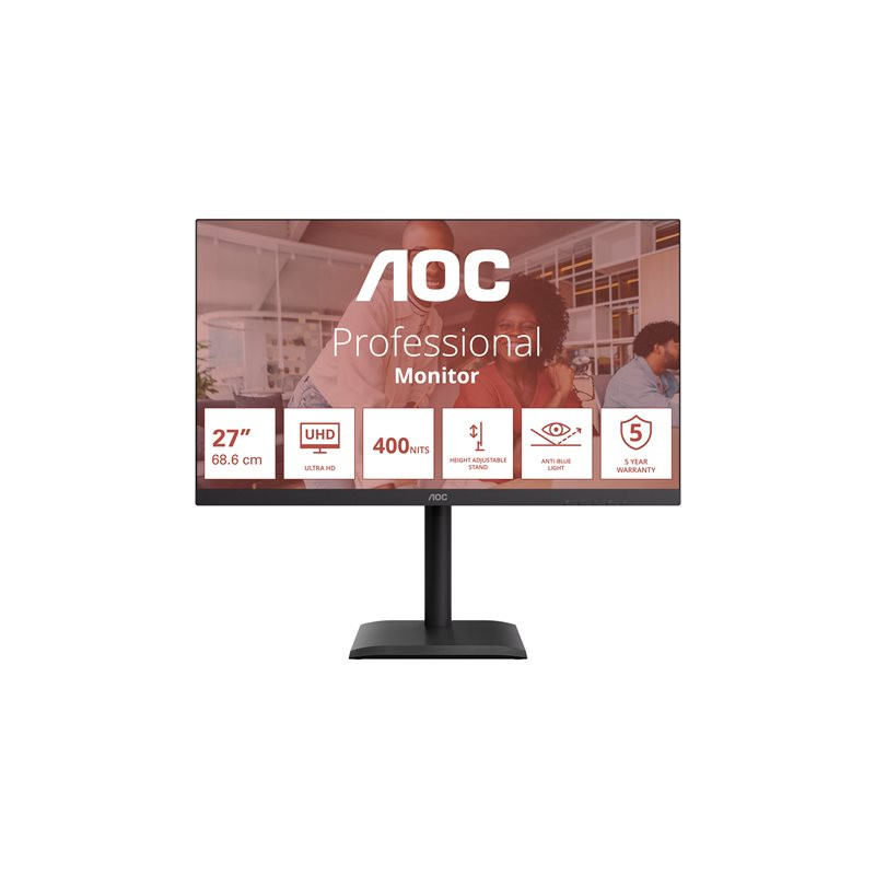 E4 Series - écran LED - 27" - 3840 x 2160 4K UHD (2160p) @ 60 Hz - IPS - 400 cd - m² - 1200:1 - 4 ms -... (U27E4CV)_1