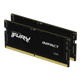 Kingston FURY Impact - DDR5 - kit - 32 Go: 2 x 16 Go - SO DIMM 262 broches - 6400 MHz - PC5-51200 -... (KF564S38IBK2-32)_1