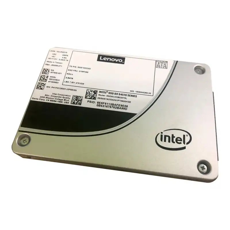 Intel S4510 Entry - SSD - chiffré - 3.84 To - échangeable à chaud - 2.5" - SATA 6Gb - s - AES 256 bits -... (4XB7A13623)_1