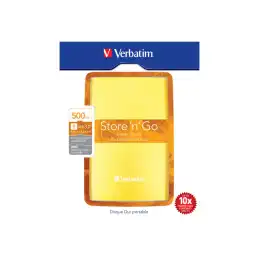 Verbatim Store 'n' Go Portable - Disque dur - 500 Go - externe (portable) - USB 3.0 - 5400 tours - min - Jaun... (53027)_1