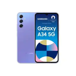 Samsung Galaxy A34 5G - 5G smartphone - double SIM - RAM 6 Go - Mémoire interne 128 Go - microSD slo... (SM-A346BLVAEUB)_1