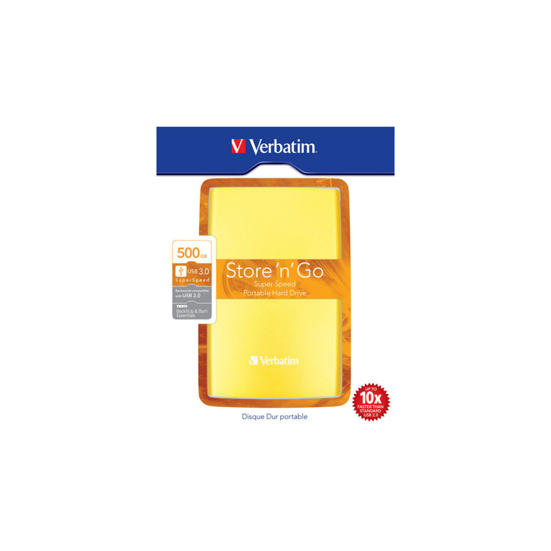 Disque dur - 500 Go - externe (portable) - USB 3.0 - 5400 tours - min - Jaune ensoleillé (53027)_1