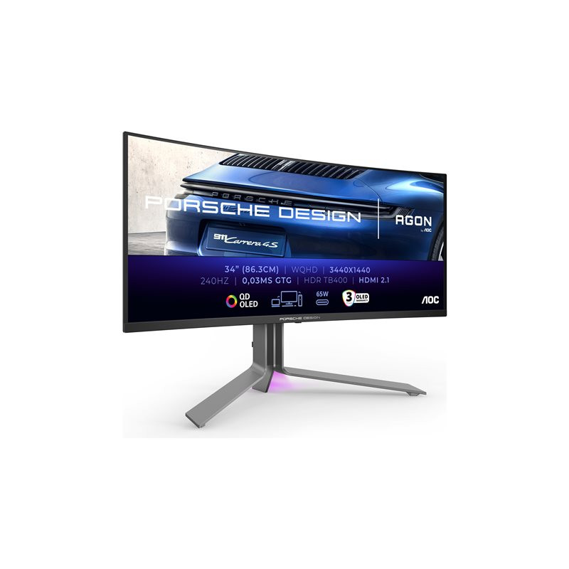Moniteur OLED - jeux - incurvé - USB - 34" - 3440 x 1440 WQHD @ 240 Hz - 1000 cd - m² - 15000000:1 - Disp... (PD34)_1
