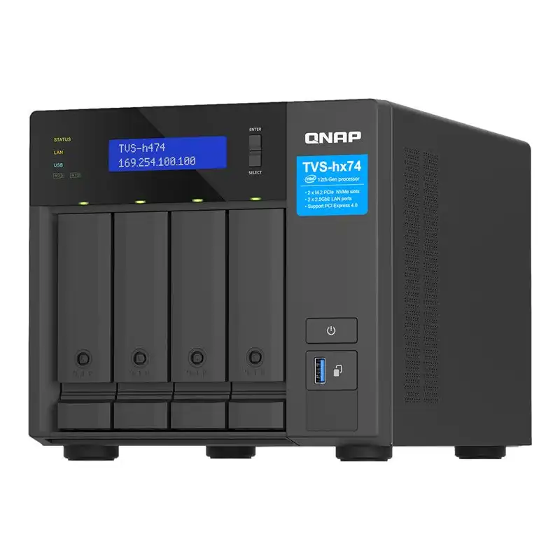 QNAP TVS-H474 - Serveur NAS - 4 Baies - SATA 6Gb - s - RAID RAID 0, 1, 5, 6, 10, JBOD, RAID TP,... (TVS-H474-PT-8G)_1