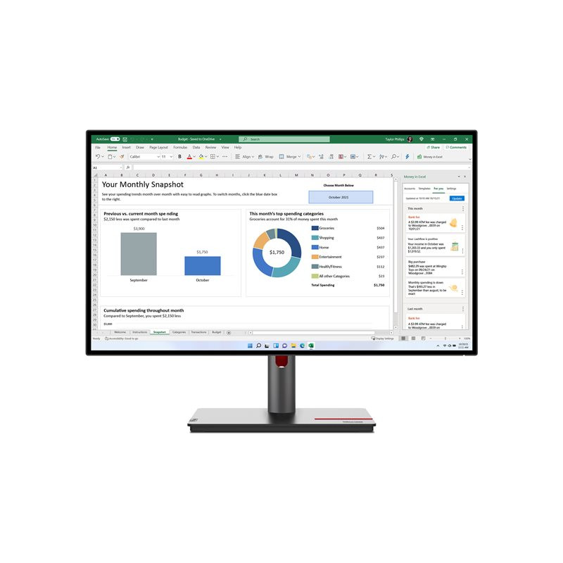 Écran LED - 27" - 2560 x 1440 QHD @ 60 Hz - IPS - 350 cd - m² - 1000:1 - 4 ms - HDMI, DisplayPort, ... (63A1GAT1EU)_1
