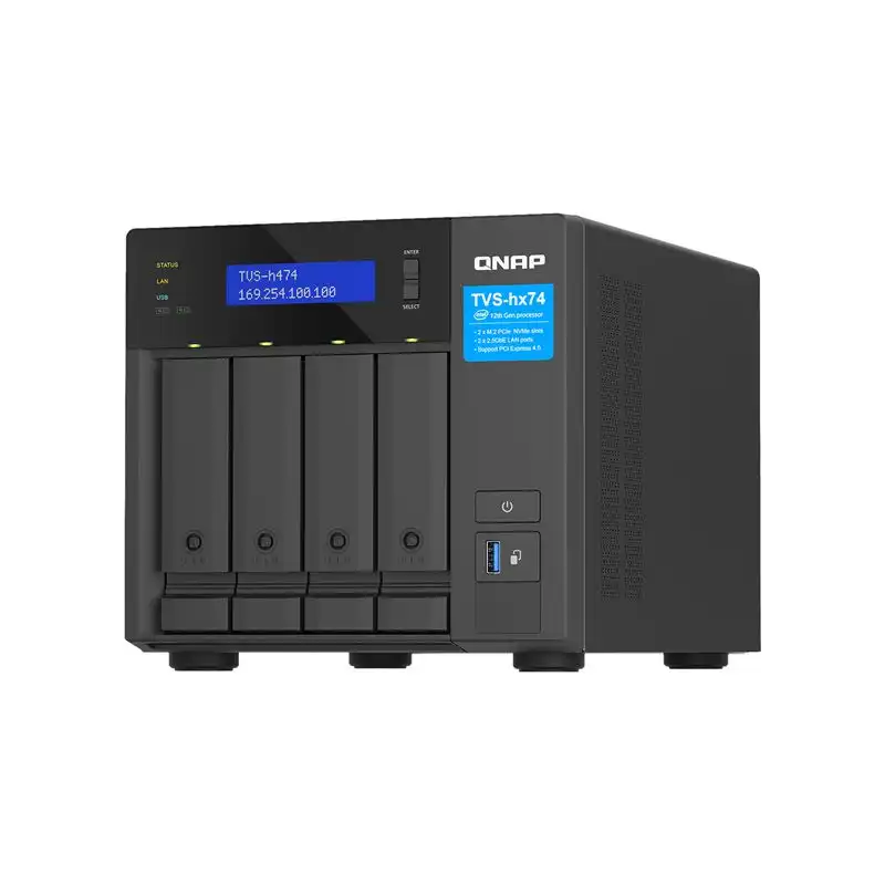 Serveur NAS - 4 Baies - SATA 6Gb - s - RAID JBOD, 0, 1, 5, 6, 10, TM, RAID TP - RAM 8 Go - Giga... (TVS-H474-PT-8G)_1